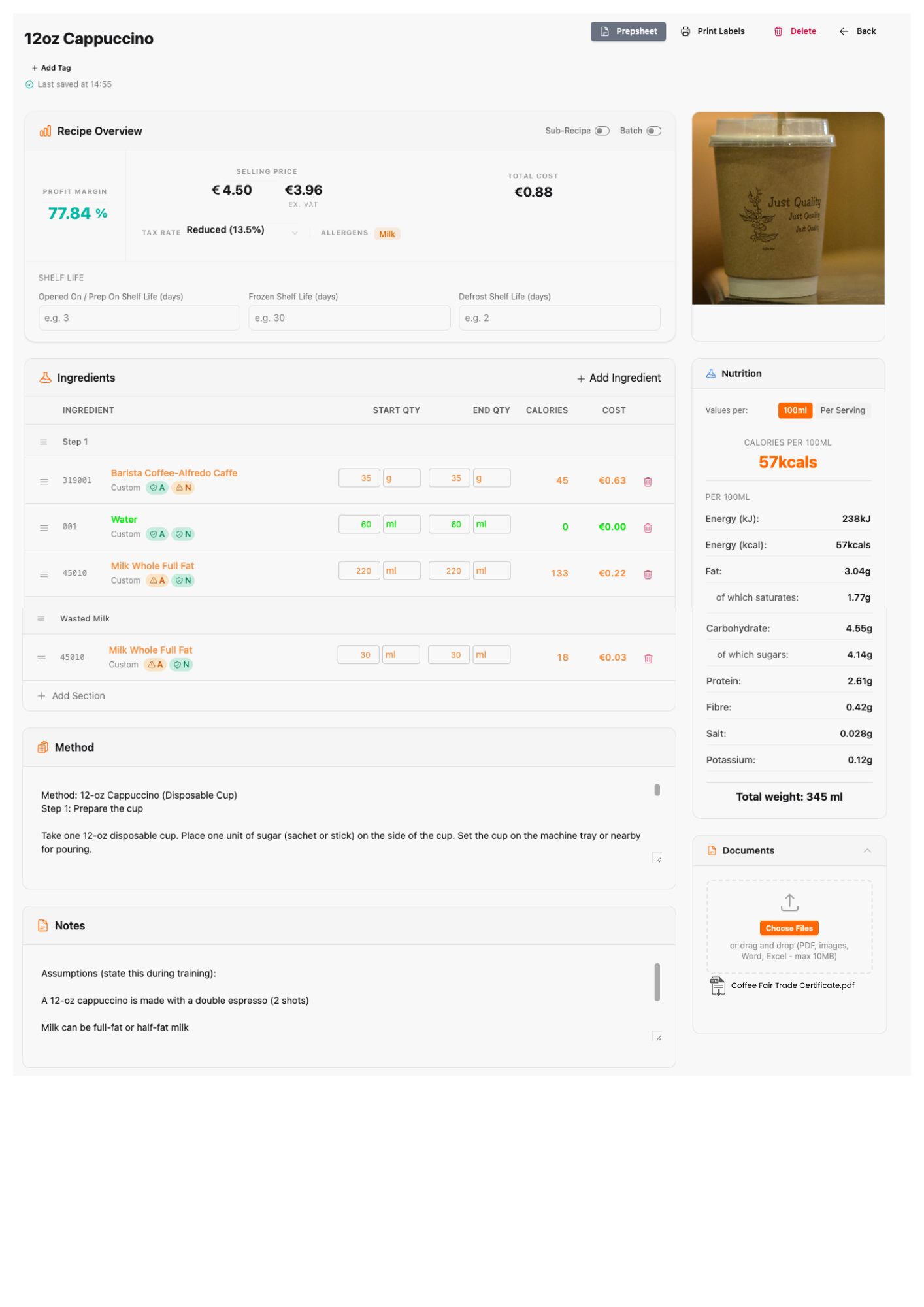 12oz Coffee Recipe
